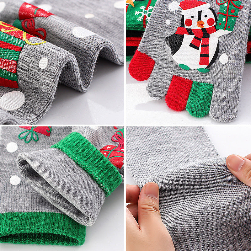 Cute Christmas Five-finger Socks Winter Elastic Sweat-absorbent Split-toe Socks For Women